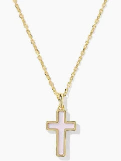 Cross gold blush pink necklace