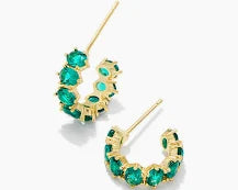 Cailin gold green crystal huggie earrings