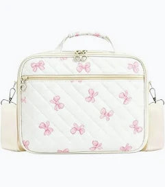 Bible Cover White with Pink Bows Shoulder Strap