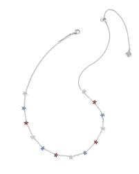 Sierra Star Silver Red White Blue Strand Necklace