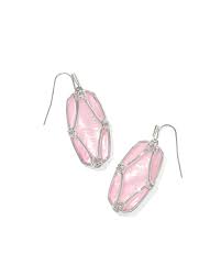 Elle Lattice Framed Silver Blush Ivory Earrings