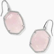 Daphne pave silver rose quartz drop earrings