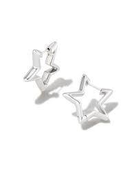 Star Silver Huggie Earrings
