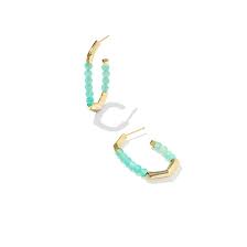 Sylvia gold teal amazonite hoop earrings