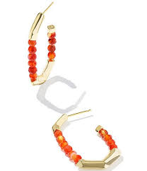 Sylvia gold orange agate hoop earrings