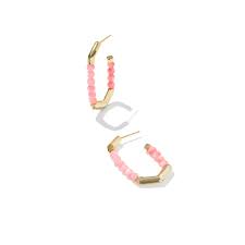 Sylvia gold pink chalcedony hoop earrings