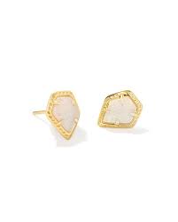 Tessa gold framed iridescent drusy stud earrings