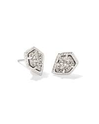 Tessa silver platinum drusy stud earrings