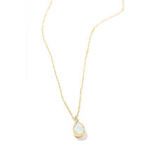 White Opal gold teardrop neckla